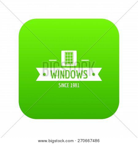 Window Company Icon Green Vector Isolated On White Background