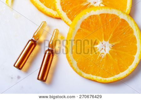 Vitamin C, Natural Anti Aging Cosmetics Ampulas Concept