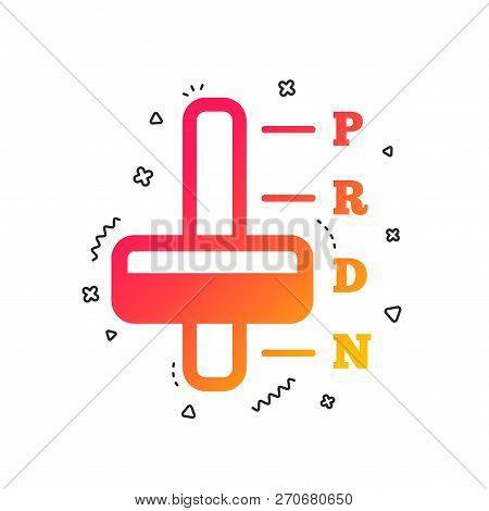 Automatic Transmission Sign Icon. Auto Car Control Symbol. Colorful Geometric Shapes. Gradient Trans