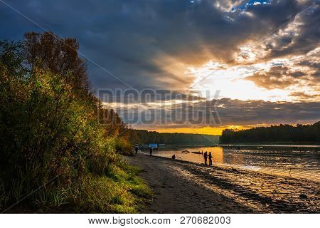 Autumn Landscape On The River. Ob River, Verkh-suzun, Suzun District, Novosibirsk Region, Western Si