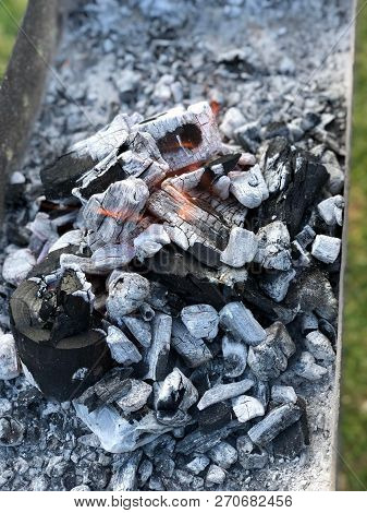 The Warm Burning Coal Showing Different Shades Of Grey