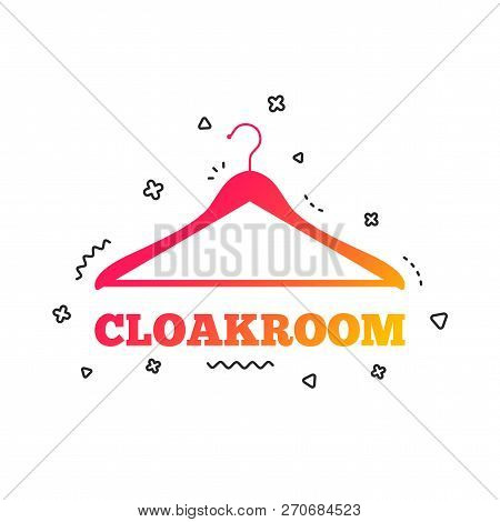 Cloakroom Sign Icon. Hanger Wardrobe Symbol. Colorful Geometric Shapes. Gradient Cloakroom Icon Desi