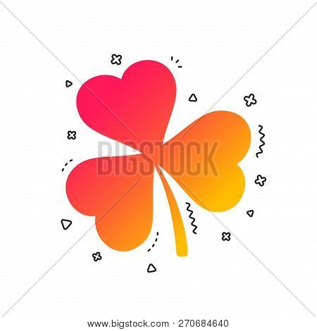 Clover With Three Leaves Sign Icon. Trifoliate Clover. Saint Patrick Trefoil Symbol. Colorful Geomet
