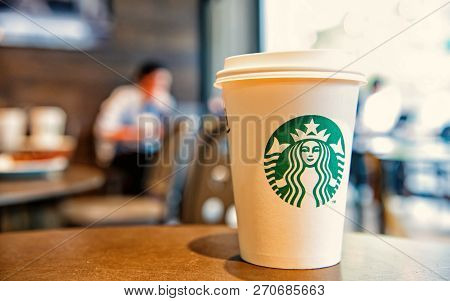 Berlin, Germany-may 31.2017: A Tall Starbucks Coffee In Starbucks Coffee Shop. Starbucks Is The Worl