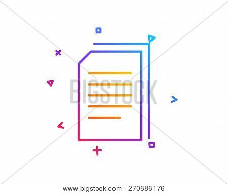 Copy Documents Line Icon. Copying Files Sign. Paper Page Concept Symbol. Gradient Line Button. Copy 