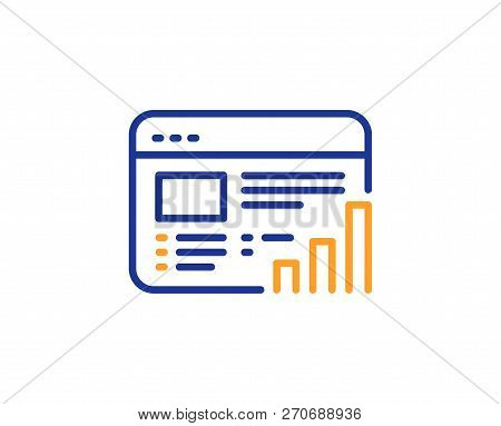 Web Report Line Icon. Column Graph Sign. Growth Diagram Symbol. Colorful Outline Concept. Blue And O