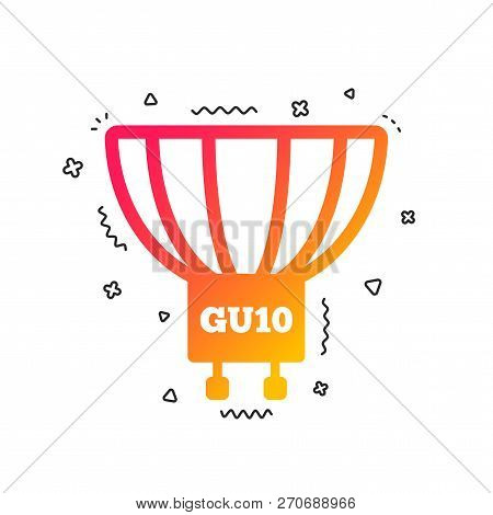 Light Bulb Icon. Lamp Gu10 Socket Symbol. Led Or Halogen Light Sign. Colorful Geometric Shapes. Grad
