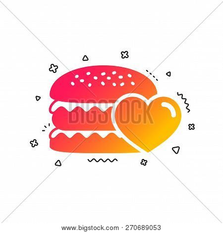 Hamburger Icon. Burger Food Symbol. Cheeseburger Sandwich Sign. Colorful Geometric Shapes. Gradient 