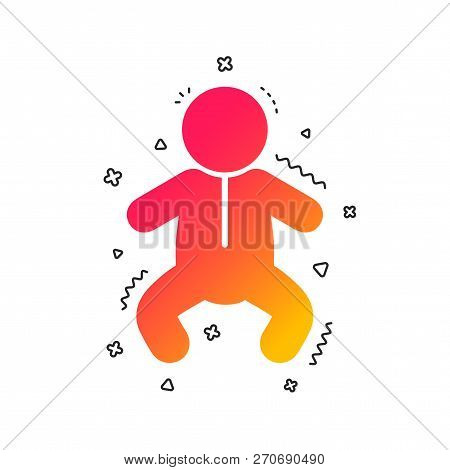 Baby Infant Sign Icon. Toddler Boy In Pajamas Or Crawlers Body Symbol. Child Wc Toilet. Colorful Geo