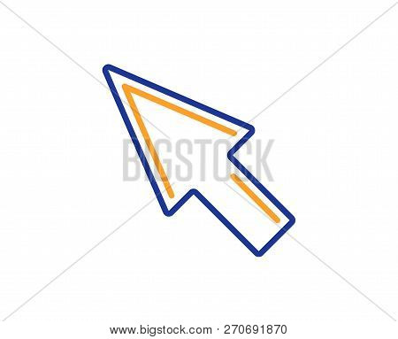 Mouse Cursor Line Icon. Pointer Sign. Click Arrow Symbol. Colorful Outline Concept. Blue And Orange 