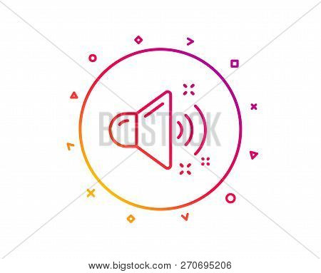 Loud Sound Line Icon. Music Sound Sign. Musical Device Symbol. Gradient Pattern Line Button. Loud So