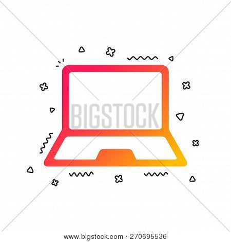 Laptop Sign Icon. Notebook Pc Symbol. Colorful Geometric Shapes. Gradient Laptop Icon Design.  Vecto