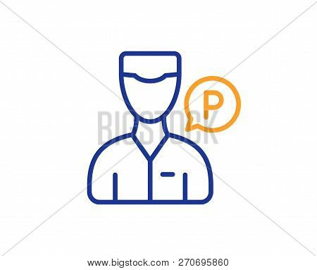 Valet Servant Line Icon. Parking Person Sign. Transport Park Service Symbol. Colorful Outline Concep