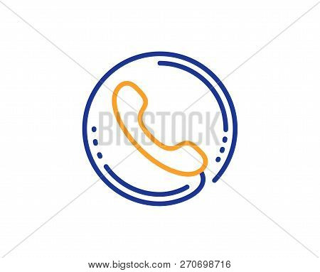 Call Center Service Line Icon. Phone Support Sign. Feedback Symbol. Colorful Outline Concept. Blue A