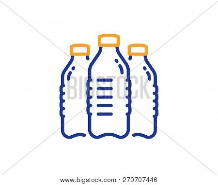 Water Bottles Line Icon. Still Aqua Drink Sign. Liquid Symbol. Colorful Outline Concept. Blue And Or