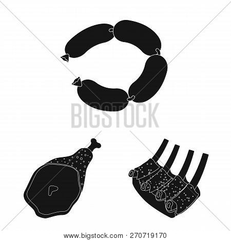 Isolated Object Of Meat And Ham Sign. Set Of Meat And Cooking Vector Icon For Stock.
