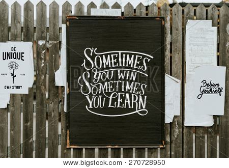 Sometimes you win sometimes you learn black poster mockup