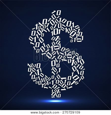 Abstract Sign Dollar From Binary Code. Vector