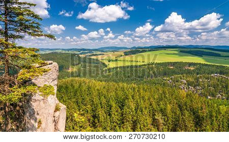 Landscape View From The Ostas Table Mountain. The National Nature Reserve Adrspach-teplice Rocks, Cz