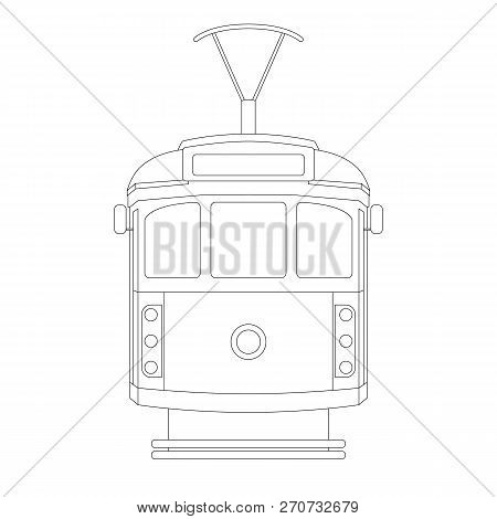 Vintage Tram  ,vector Illustration ,  Lining Draw  , Front View