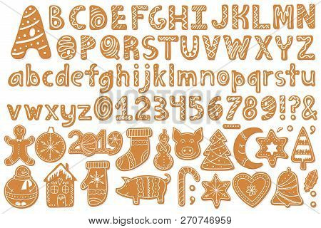 Set Of Alphabet Holidays Gingerbread Cookies