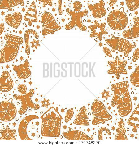 Background Merry Christmas Gingerbread Cookies Figures