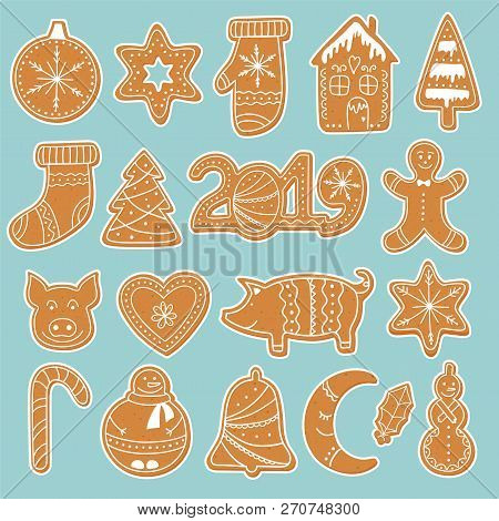 Set Of Gingerbread Cookies Stickers