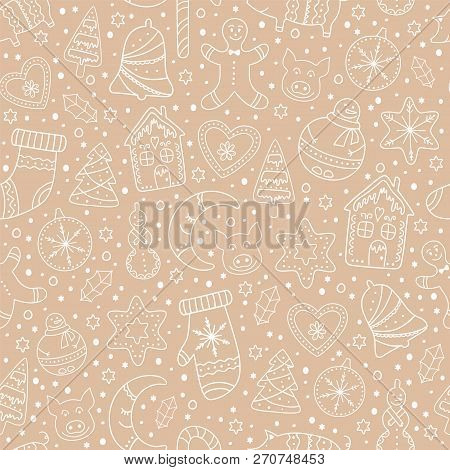 Seamless Pattern With Gingerbread Cookies