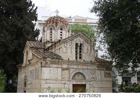 Old Greek Church, Cathedral In Beige Texture