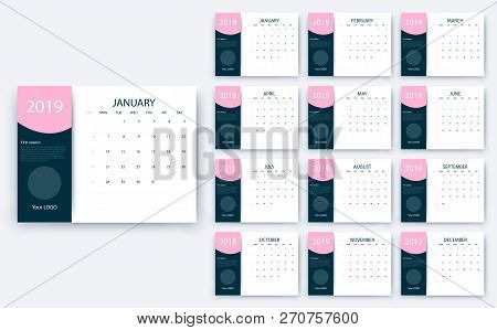 Simple Calendar 2019 Yesr, Stock Vector Design Eps10.