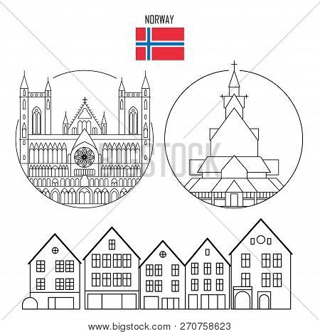 Norway Set Of Landmark Icons