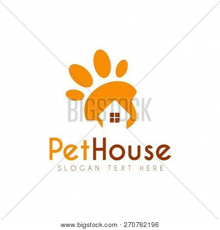 Vector Pet Paw House Logo Design Template