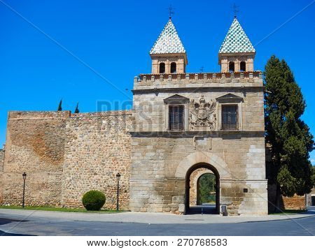 Toledo Puerta de bisagra in Castile La Mancha of Spain