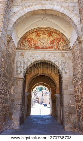 Toledo Puerta de bisagra in Castile La Mancha of Spain