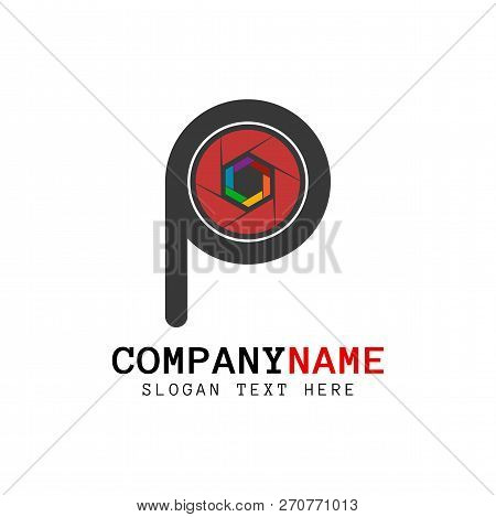 Vector Letter P Shutter Photo Logo Design Template. Letter P And Shutter Camera That Made From A Sim