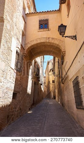 Toledo juderia arch in Castile La Mancha of Spain