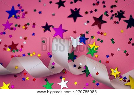 Festive Backkdrop With Satin Ribbon And Stars