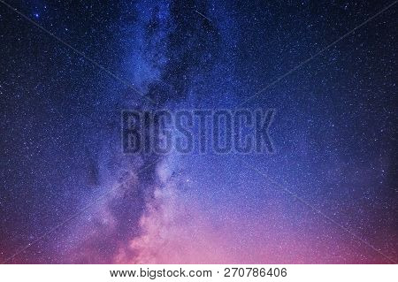 Milky Way. Night Sky With Stars As A Background. Natural Compositon At The Night Time. Milky Way On 