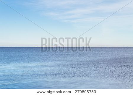 White Liner Sailing In The Gulf Of Finland
