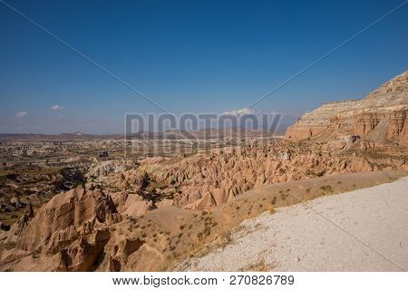 Beautiful Landscape In The Pink Valley, Gulludere. Cappadocia, Turkey