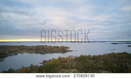 Beautiful View Of The Classic Swedish Landscape From Above.