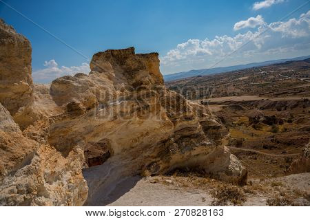 Beautiful Landscape In Sunny Autumn Weather. Cappadocia, Turkey