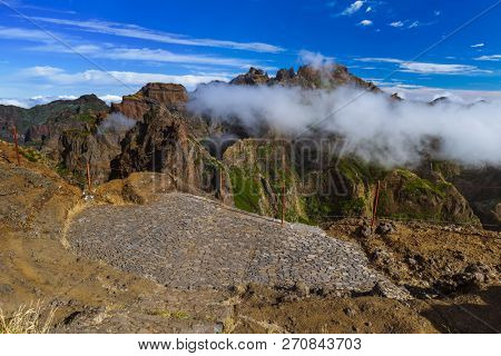 Viewpoint Pico do Arierio and Pico Ruivo - Madeira Portugal - travel background