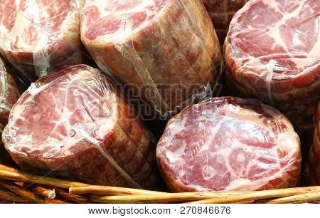Sausages Packed With Pvc Film For Sale In The Delicatessen