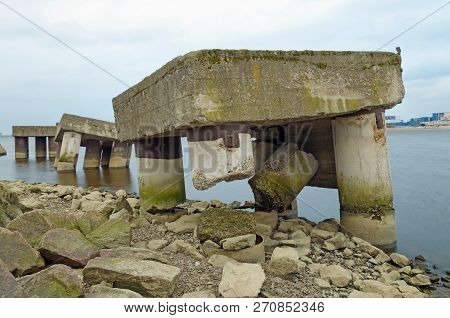 Old Concrete Pier.it Falls Apart From Time.