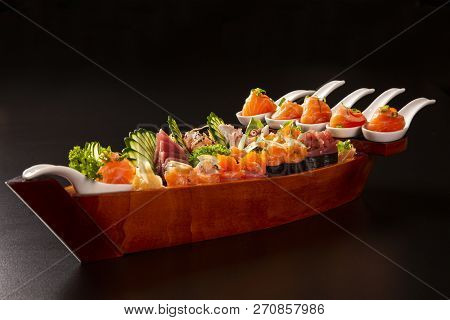 Japanese Food Combo In Black Background
