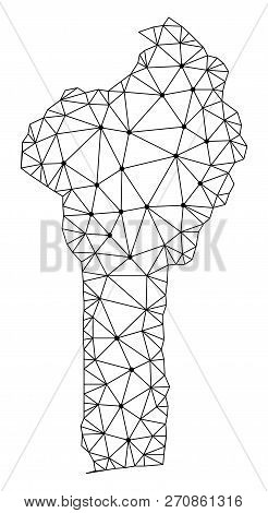Polygonal Mesh Map Of Benin In Black Color. Abstract Mesh Lines, Triangles And Points With Map Of Be