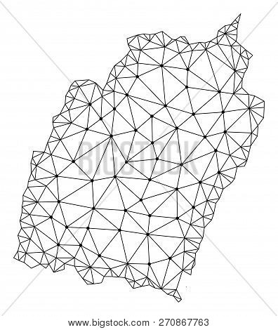 Polygonal Mesh Map Of Manipur State In Black Color. Abstract Mesh Lines, Triangles And Points With M