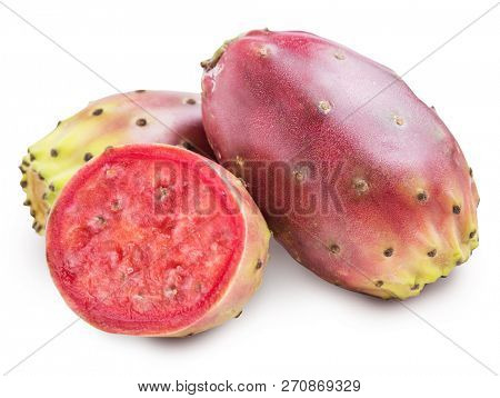 Prickly pears or opuntia fruits on white background. File contains clipping path.