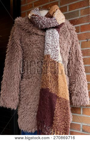 Comfy Fur-like Coat And Colorful Scarf To Keep You Warm In The Colder 
Winter Months, Displayed On M